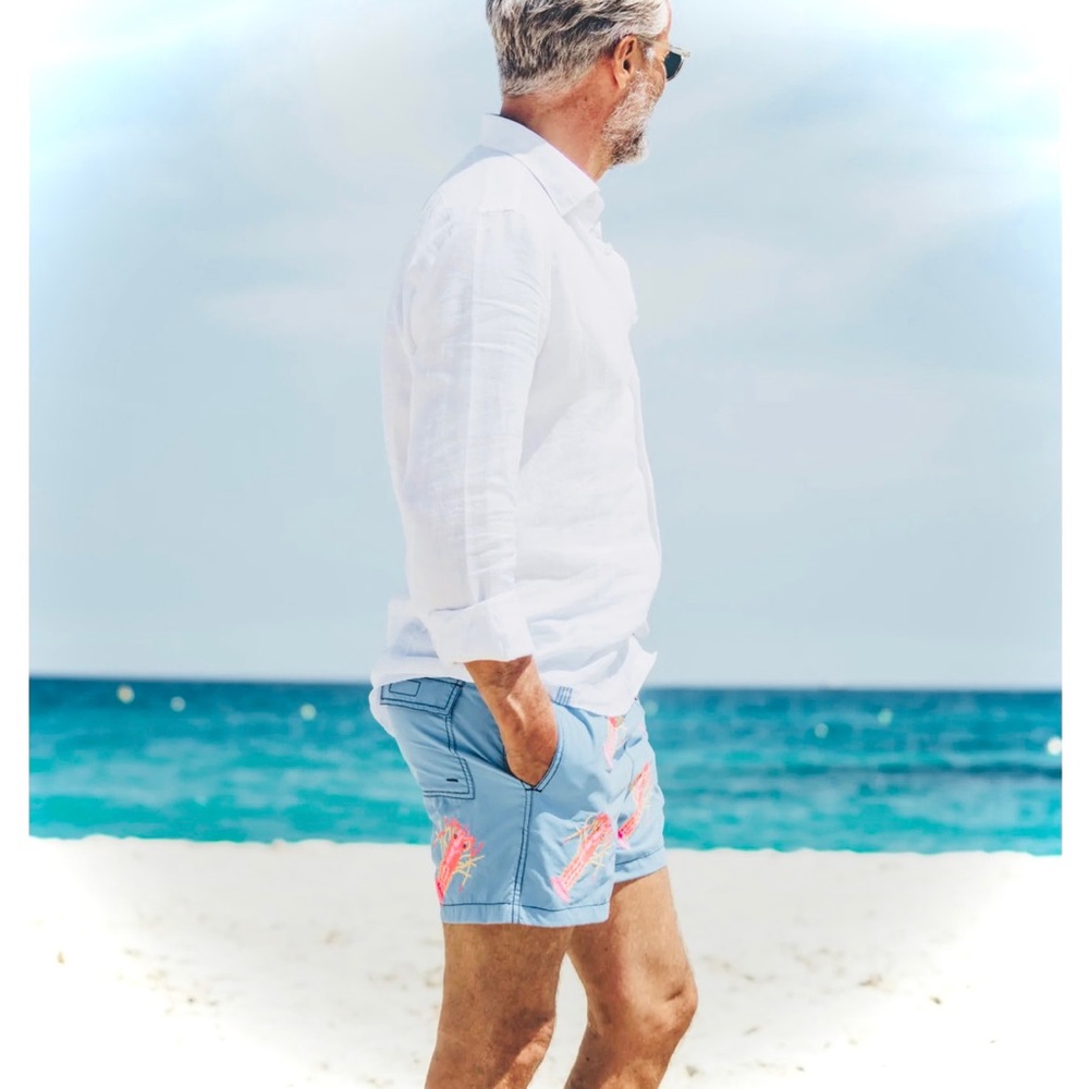 LES CANEBIERS | XS/S | All Over Lobster Light Blue Men’s Swimtrunks Boardshorts